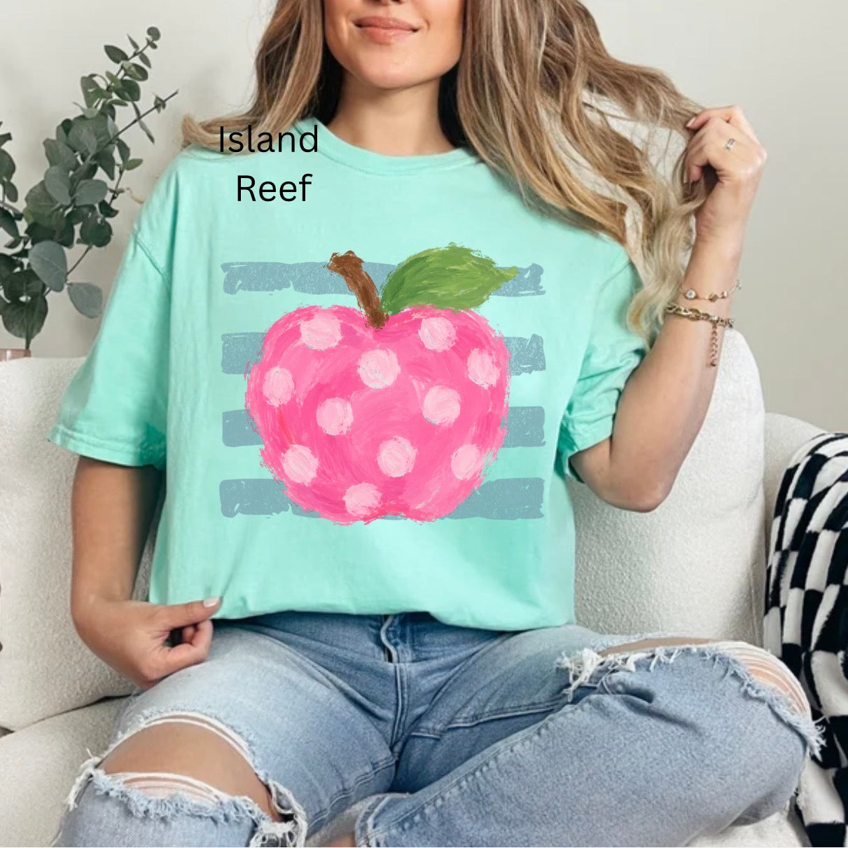 Coastal Apple Stripes, Teacher, Teaching, back to school, teacher faculty T-shirts