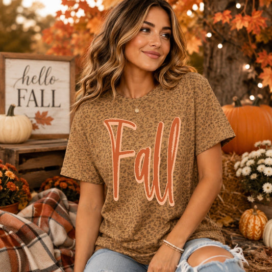 Preppy Glitter Fall, Fall, Autumn, Preppy, Trendy fall, Girly Fall, Leopard Fall T-shirt