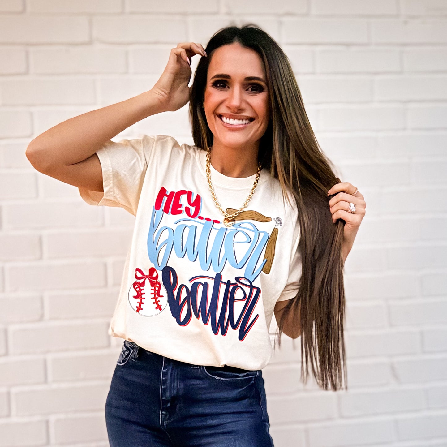 Hey Batter Batter Softball And Baseball- Cute Softball Baseball - Gold Foil Baseball - Sweatshirt (Copy)