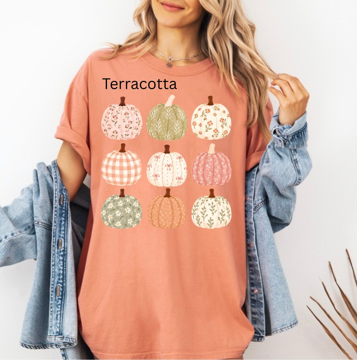 Floral Pumpkin Collage, Watercolor Pumpkin Fall, Autumn Harvest, Pumpkin, Fall, Girly plaid Fall, Trendy Fall T-shirt