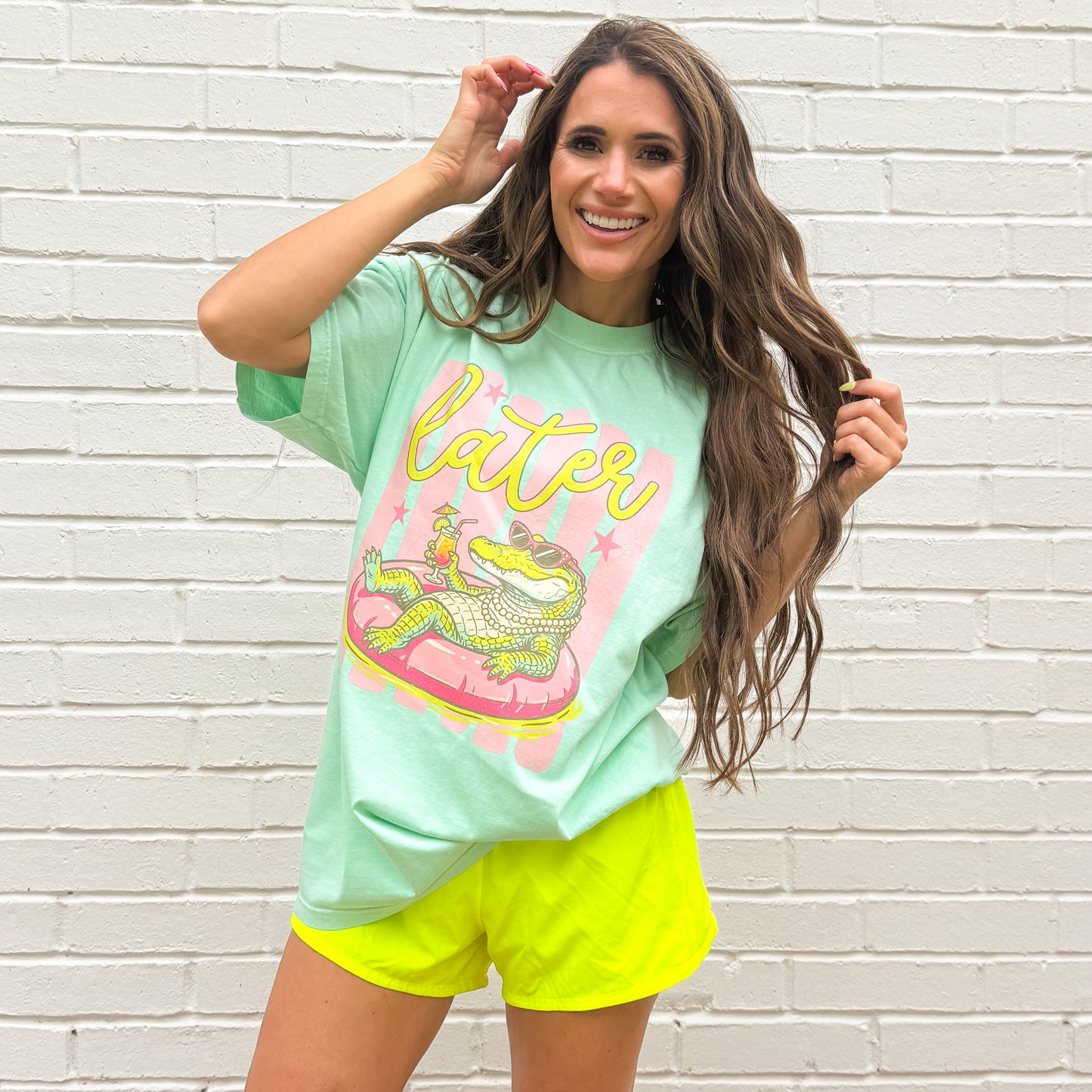 Striped Later Gator, Funny, Sarcastic, Alligator, Preppy Alligator, Girly, Summer, Trendy, Gator T-shirt