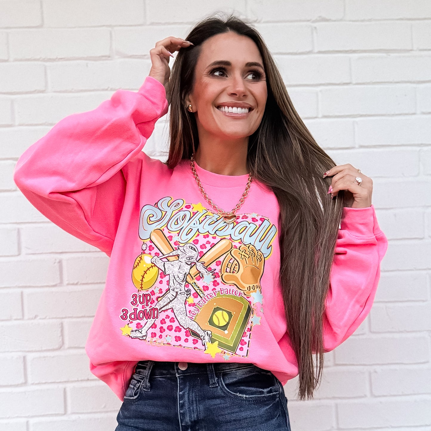 Neon Softball, Game Day, Preppy Softball, Softball Mama, Glitter Softball Mom, Leopard Softball Coquette Sweatshirt