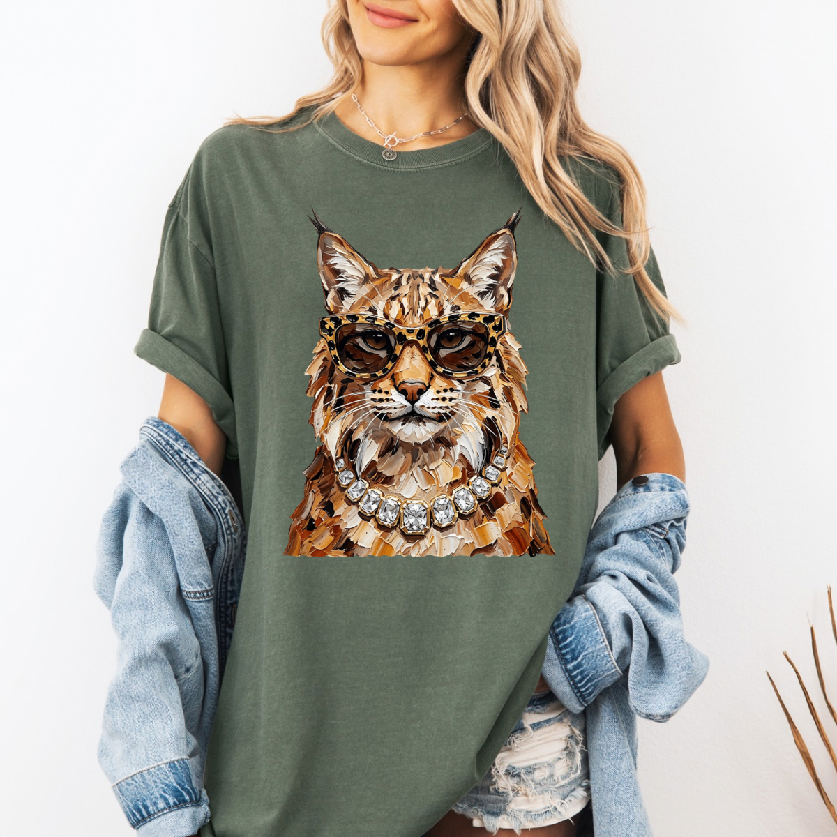 Glam Bobcat , Bling, Boujee, Leopard, Preppy Animal, Hunting Season Tshirt