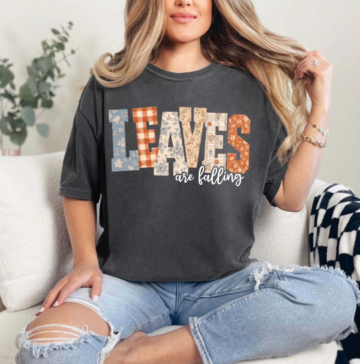 Flannel Leaves Falling, Fall, Autumn, Cozy Fall, Pumpkin Vibes, Trendy Fall T-shirt