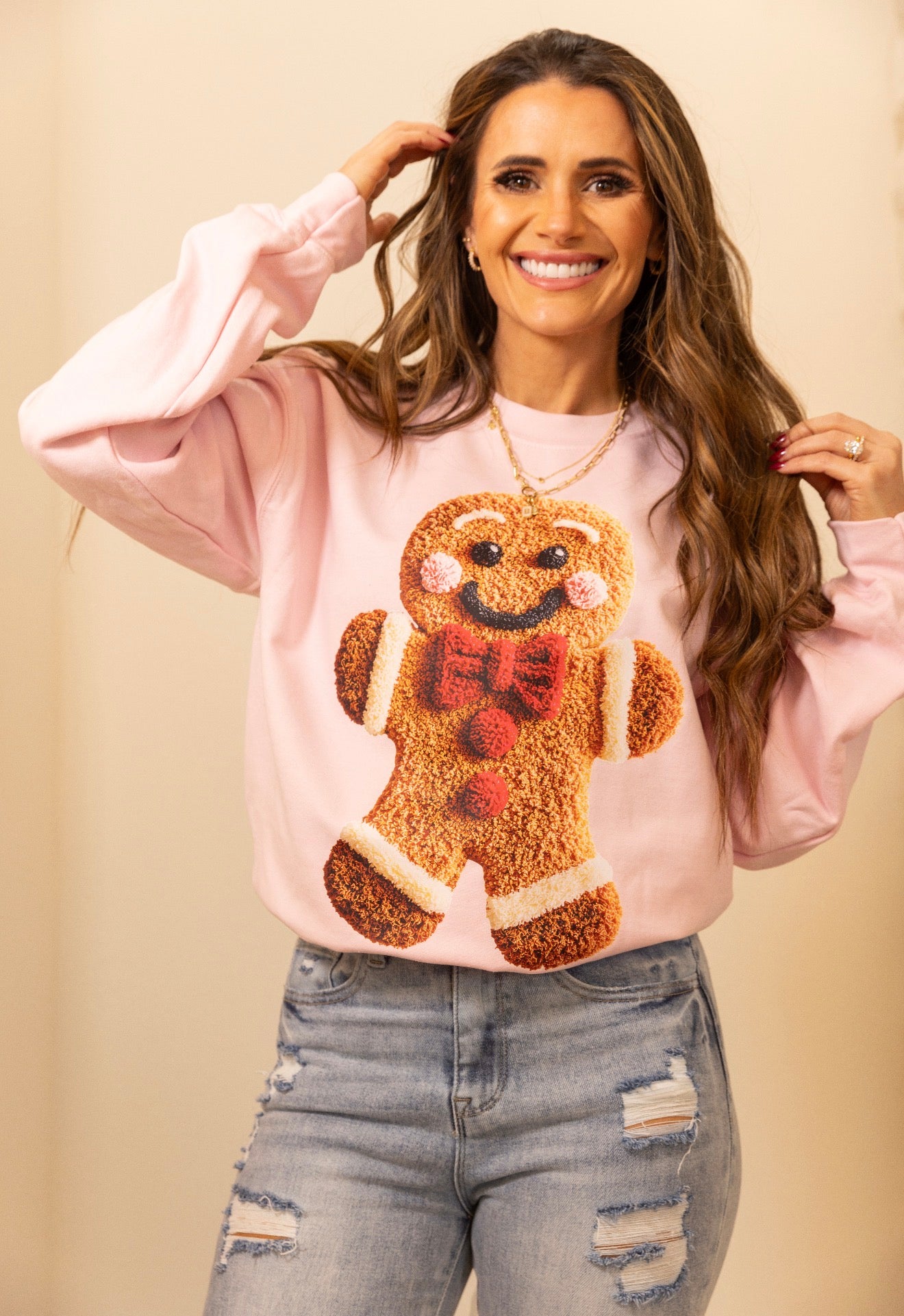 Faux Yarn Crochet, Gingerbread Man,  holiday Sweatshirt
