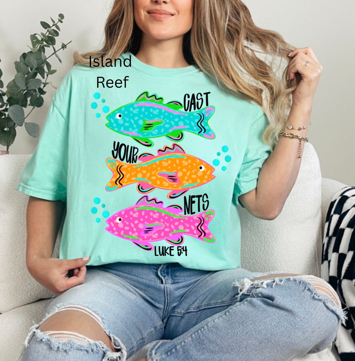 Cast Your Nets, Neon Summer, Faith, Neon Fish, Christian, Trendy Fish T-shirt