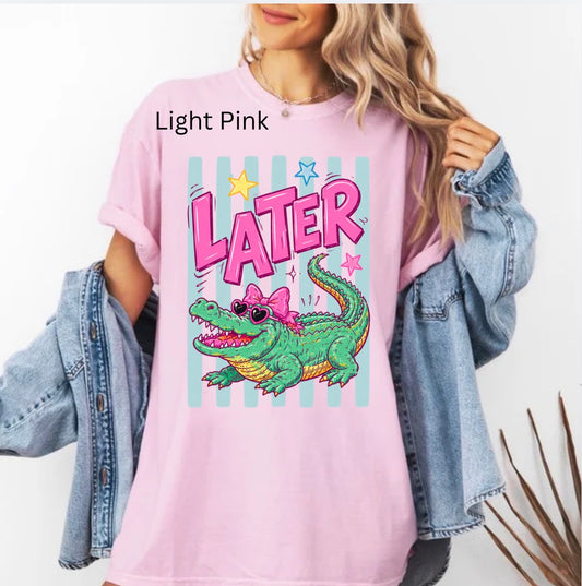 Striped Later Gator W/ Glasses, Funny Animal, Summer, Later Gator, Trendy Animal T-shirt