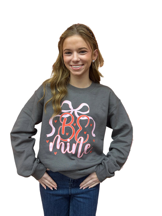 Be Mine, Coquette Valentines Day, Valentines  Bow  Sweatshirt