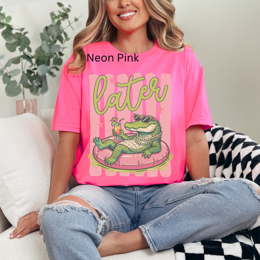 Striped Later Gator, Funny, Sarcastic, Alligator, Preppy Alligator, Girly, Summer, Trendy, Gator T-shirt