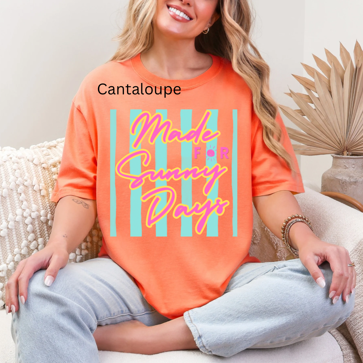 Made for Sunny Days, Preppy Minimalist, Summer Design, Striped Background Tshirt