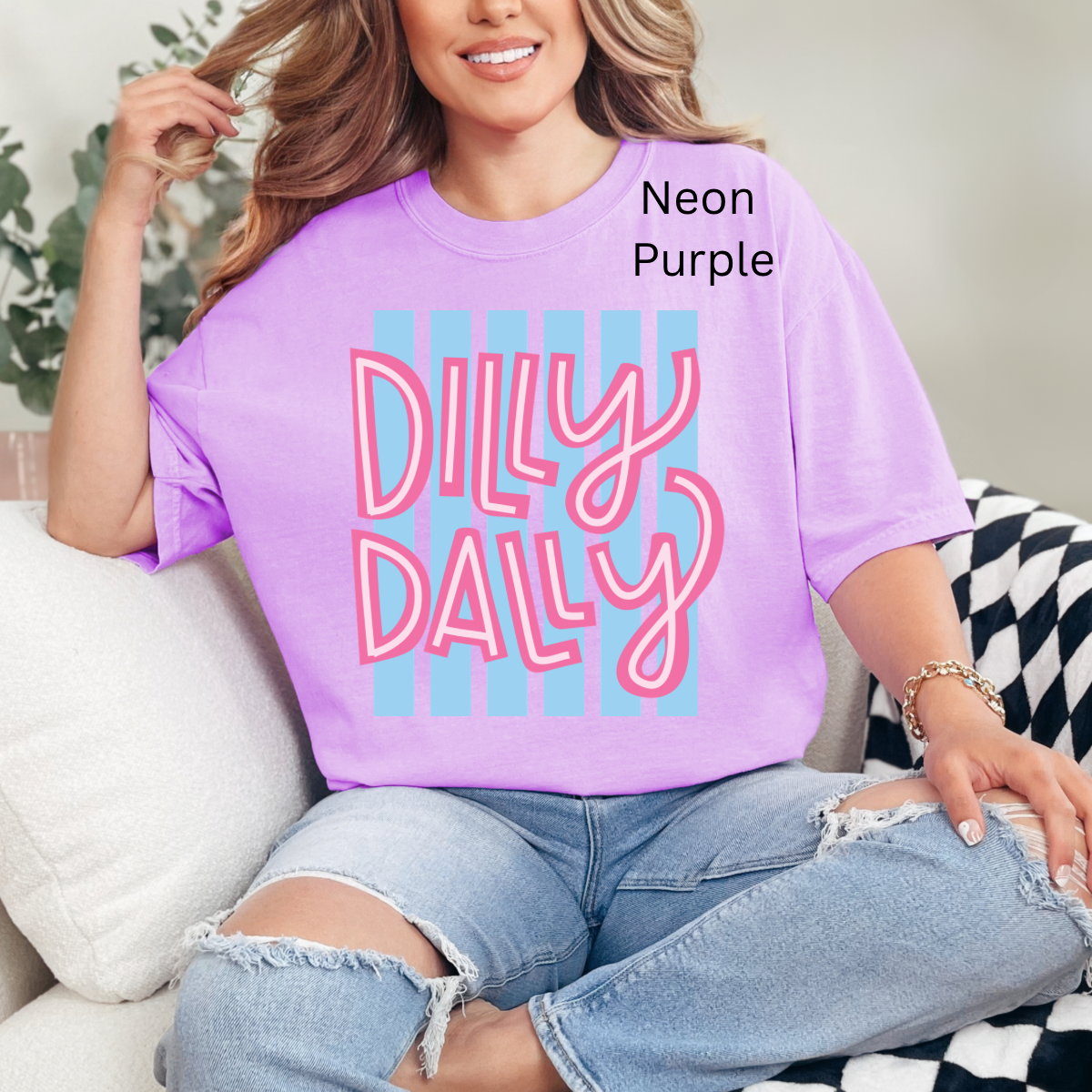 Striped Dilly dally, colorful stripe, preppy girly, spring summer, funny trendy T-shirt