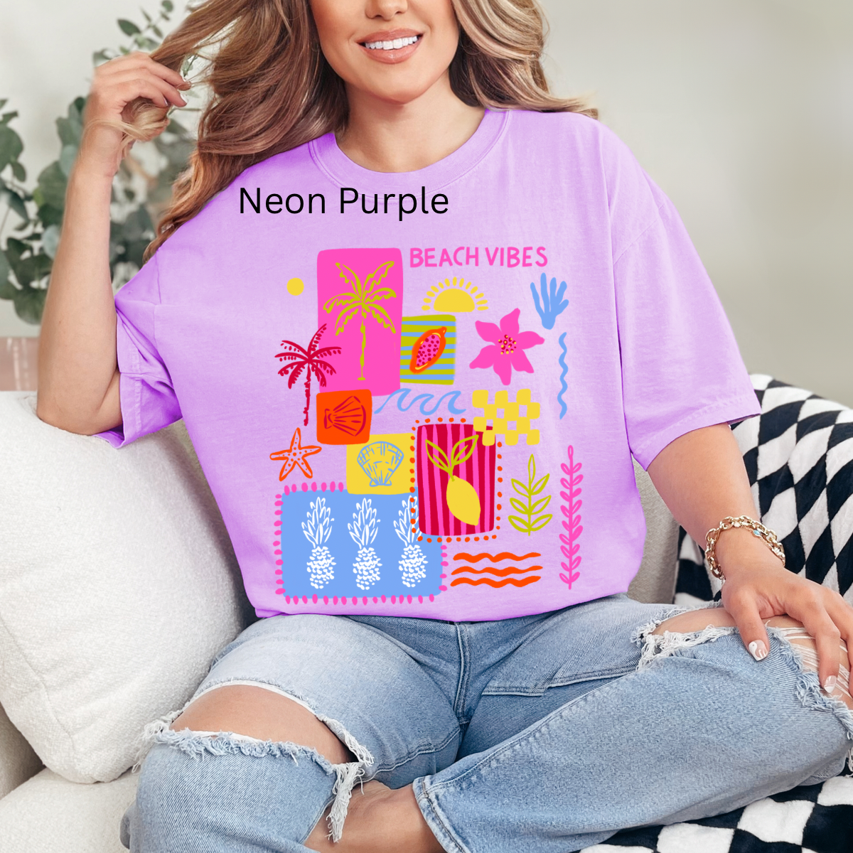 Beach Vibes, Trendy Summer, Patchwork Summer, Preppy Summer T-shirt