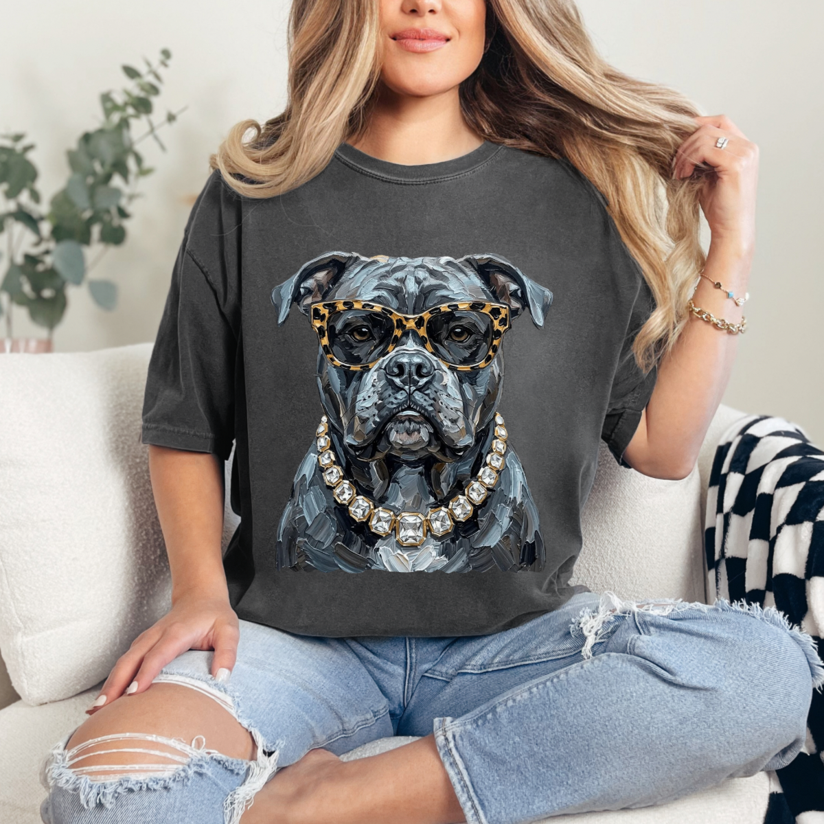 Glam Bulldog, Bling, Boujee, Leopard, Preppy Animal, Hunting Season Tshirt