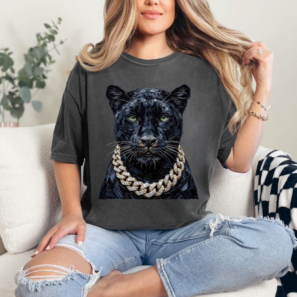 Glam Panther , Bling, Boujee, Leopard, Preppy Animal, Hunting Season Tshirt