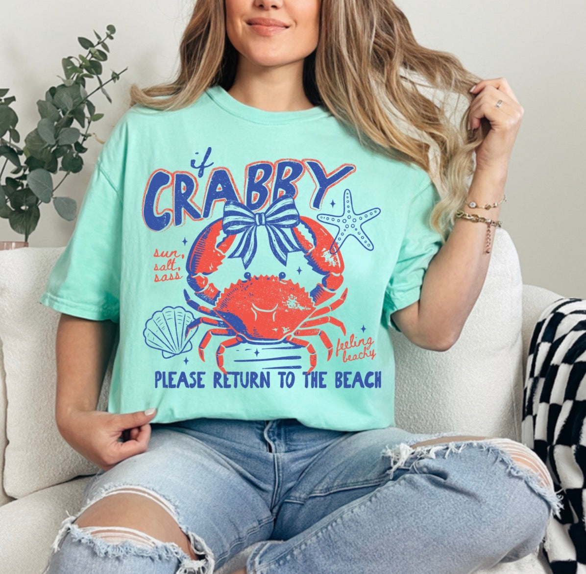 If Crabby Please Return To The Beach | Trendy | Spring Break | Summer | Beach | Coastal | Nautical | Vacation Tshirt (Website)