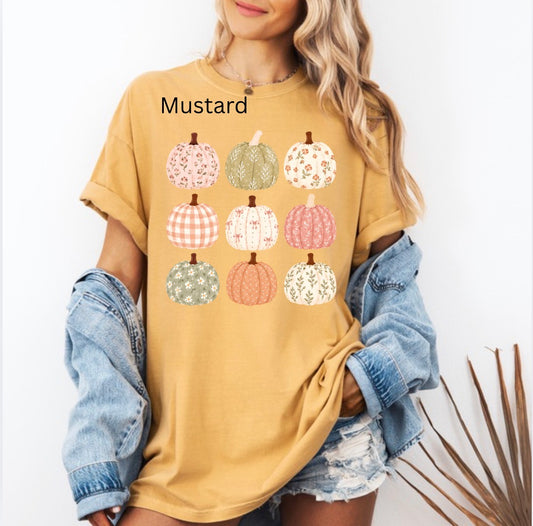 Floral Pumpkin Collage, Watercolor Pumpkin Fall, Autumn Harvest, Pumpkin, Fall, Girly plaid Fall, Trendy Fall T-shirt
