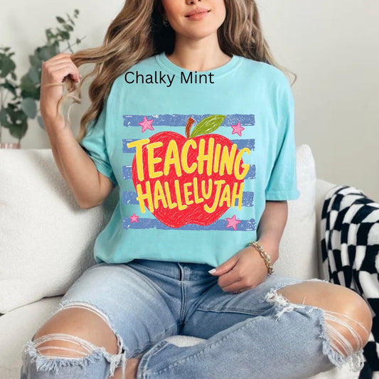 Preppy Teaching Hallelujah, Teacher, School, Teacher Appreciation, Back To School, Trending Teacher T-shirt