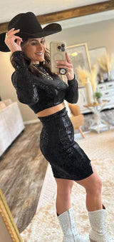 The Lady in Black Two-Piece Set