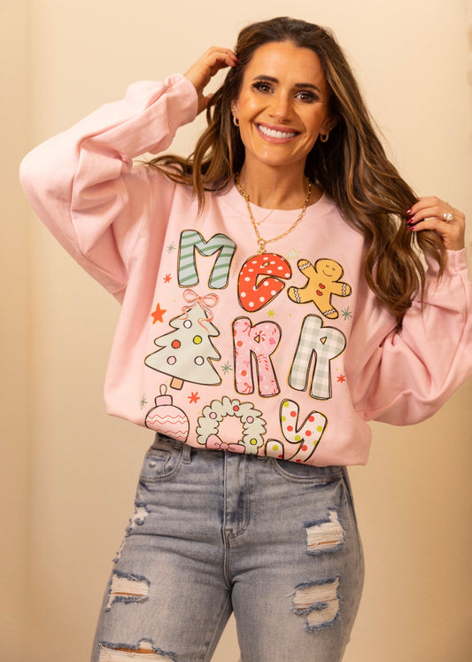 Preppy Christmas tree Merry Holiday Sweatshirt