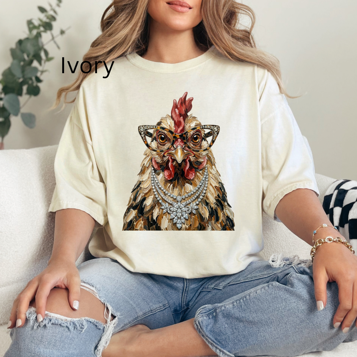 Glam Chicken, Bling, Boujee, Leopard, Preppy Animal, Hunting Season Tshirt
