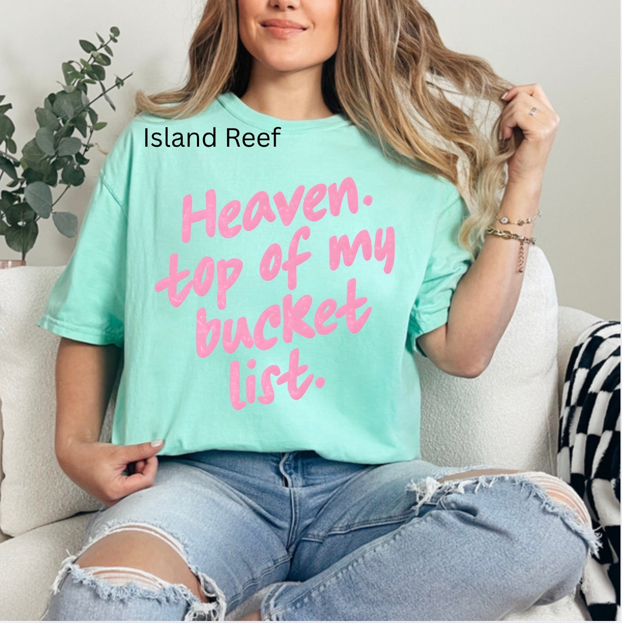 Heaven Top Of My Bucket List, Trendy Christian, Summer, Faith Shirt, Religious T-shirt