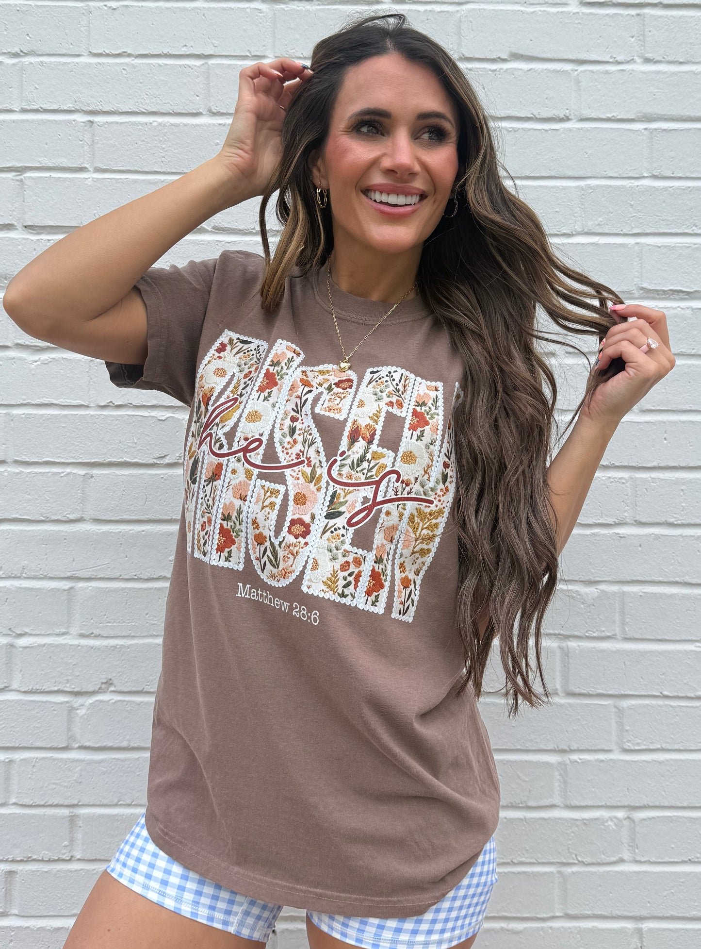 He Is Risen Floral, Matthew 28:6, Easter, Christian, Religious, Spring, Faith, Easter Tshirt (Website)
