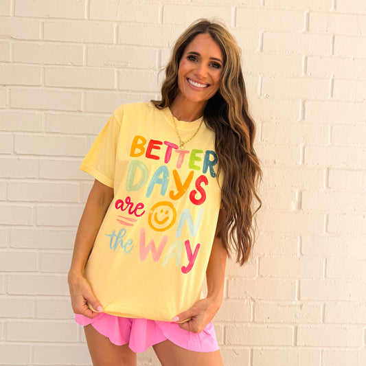 Better days are on the way, boho hippie, inspirational, Happy, Retro T-shirt (Website)