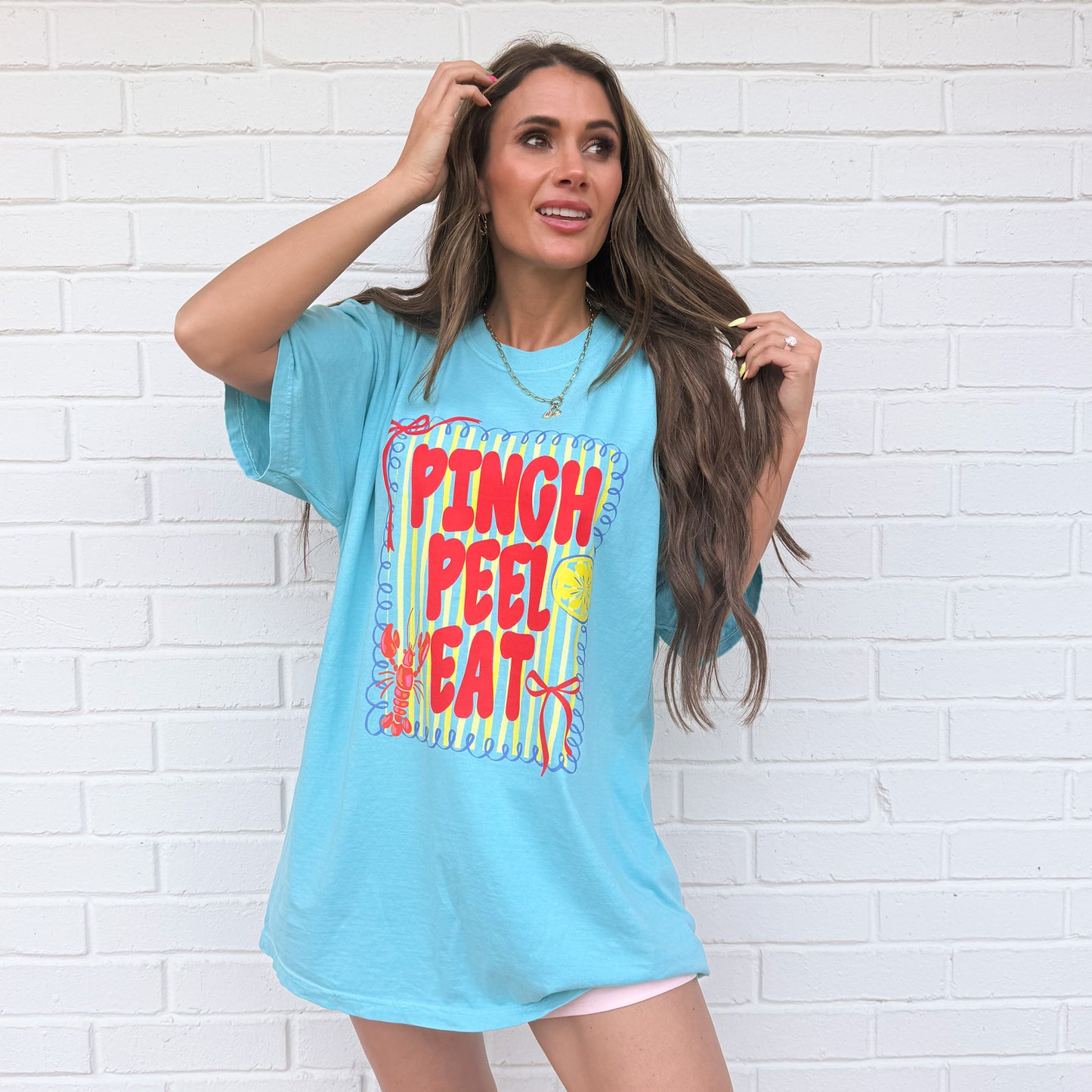 Pinch peel eat, Crawfish boil season, trending preppy coquette bow, Crawfish Season, Mud bugs tshirt