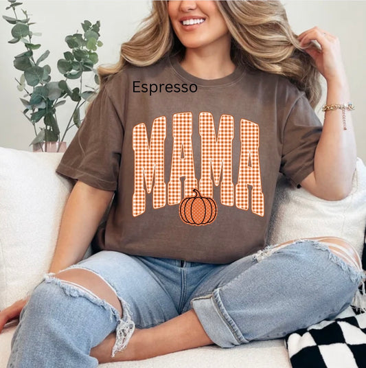 Retro Mama Pumpkin, Trendy Fall, Gingham Mama, Mama, Cute Gingham, Trendy Mama T-Shirt