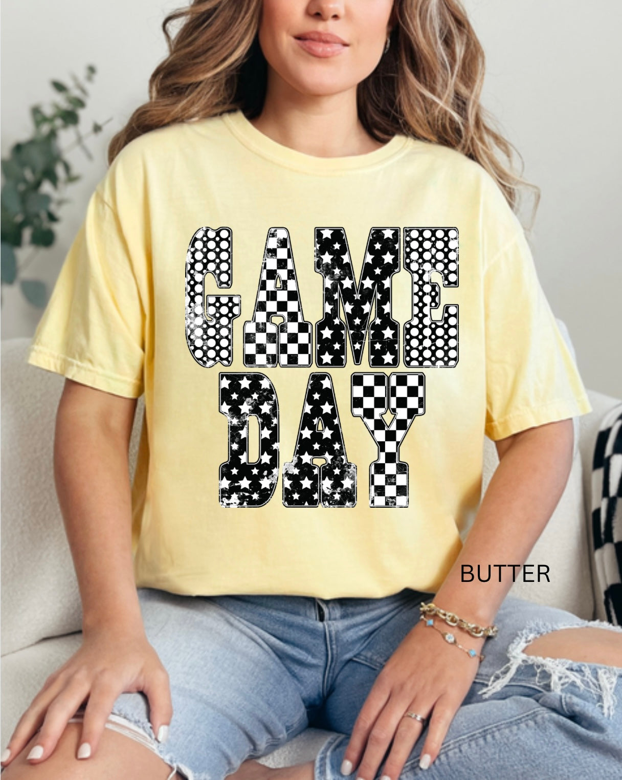 Black & White Patterns Game Day Tshirt