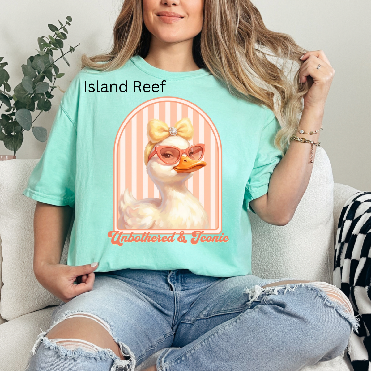 Unbothered And Iconic Goose, Funny Trendy Animal, Coquette Bow Goose, Preppy Girly Tshirt