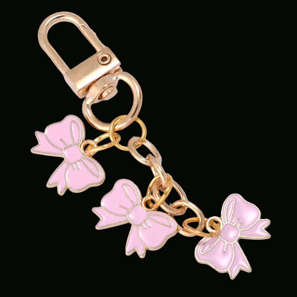 Pink Bow Knot Shape Charms Plated Alloy Keychain