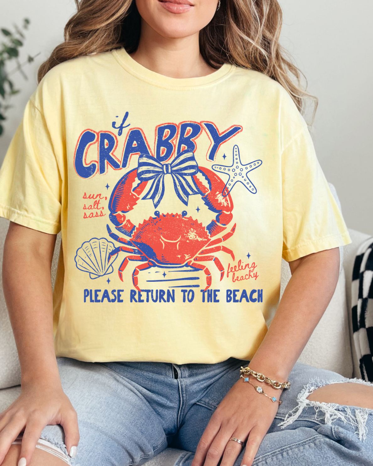 If Crabby Please Return To The Beach | Trendy | Spring Break | Summer | Beach | Coastal | Nautical | Vacation Tshirt (Website)