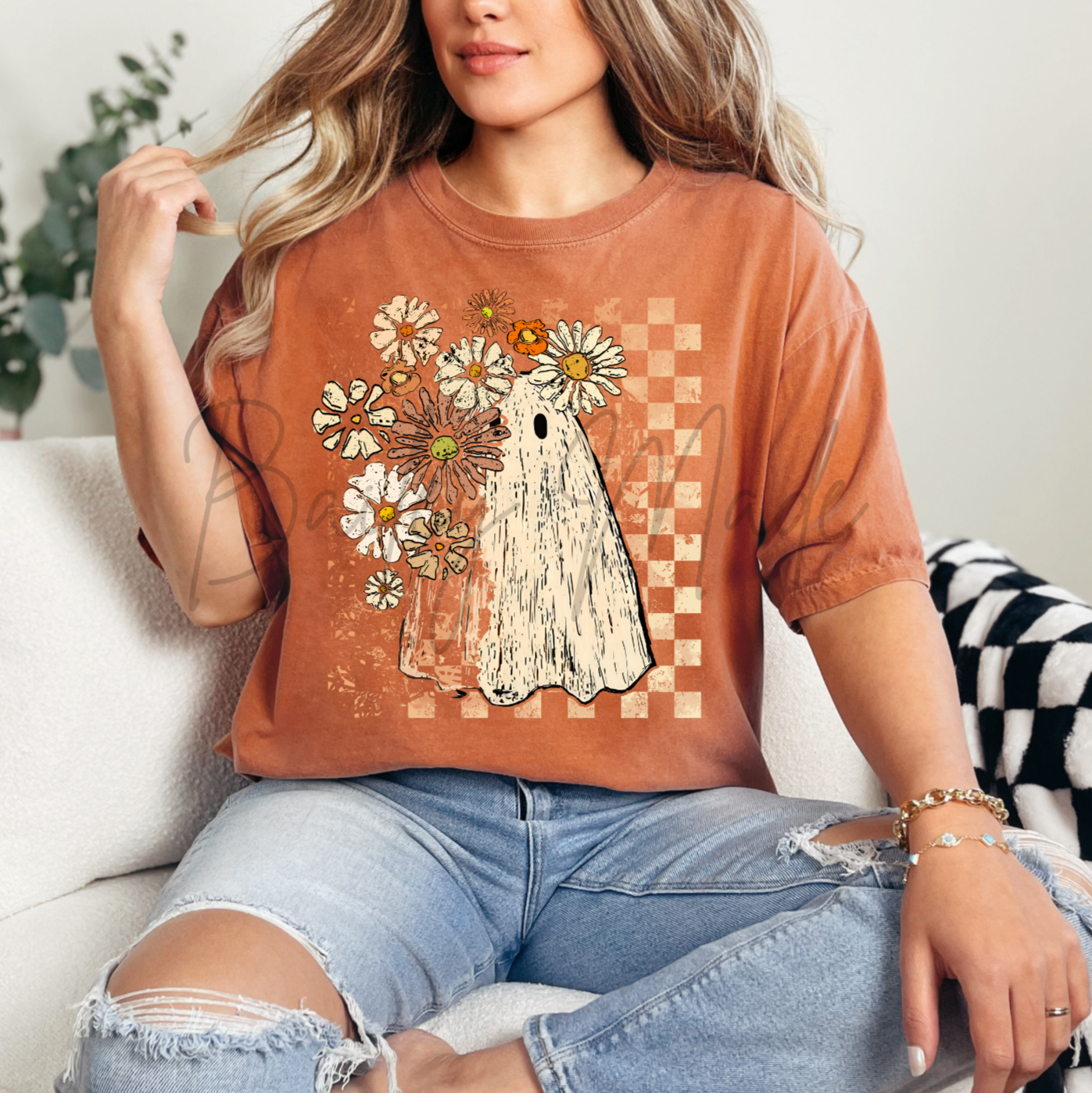 Daises + Cream Checkered Ghost Tshirt