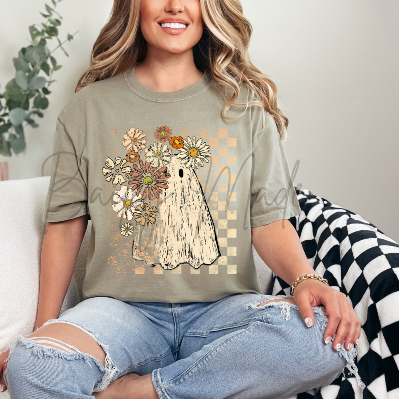 Daises + Cream Checkered Ghost Tshirt