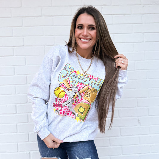 Neon Softball, Game Day, Preppy Softball, Softball Mama, Glitter Softball Mom, Leopard Softball Coquette Sweatshirt