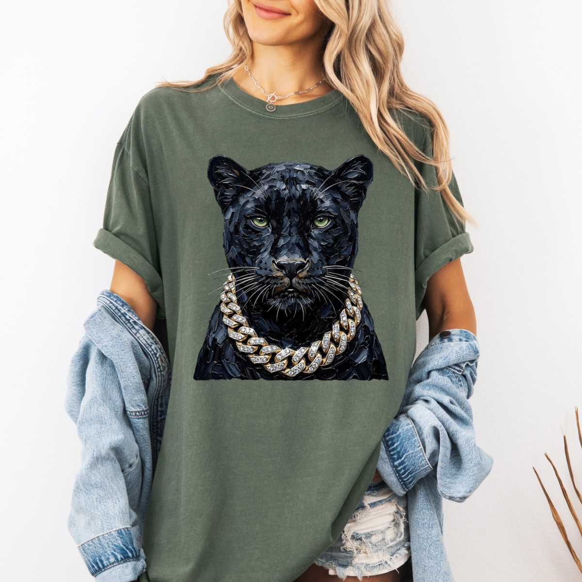 Glam Panther , Bling, Boujee, Leopard, Preppy Animal, Hunting Season Tshirt