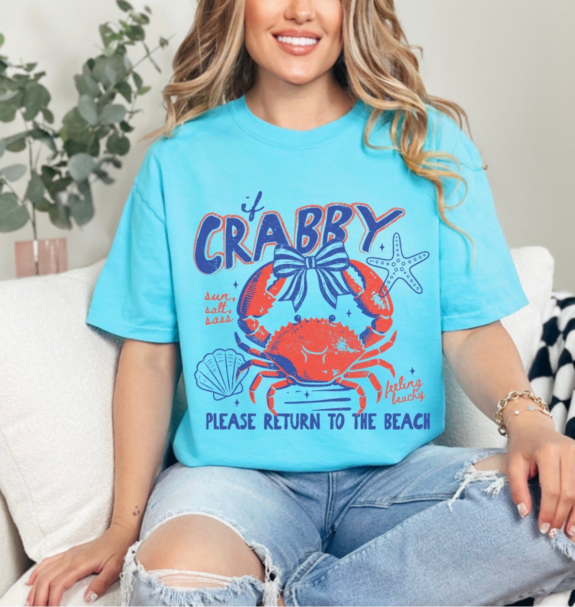 If Crabby Please Return To The Beach | Trendy | Spring Break | Summer | Beach | Coastal | Nautical | Vacation Tshirt (Website)
