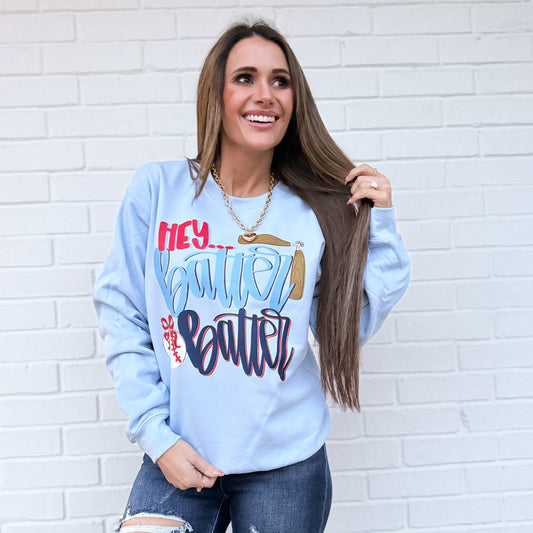 Hey Batter Batter Softball And Baseball- Cute Softball Baseball - Gold Foil Baseball - Sweatshirt (Copy)