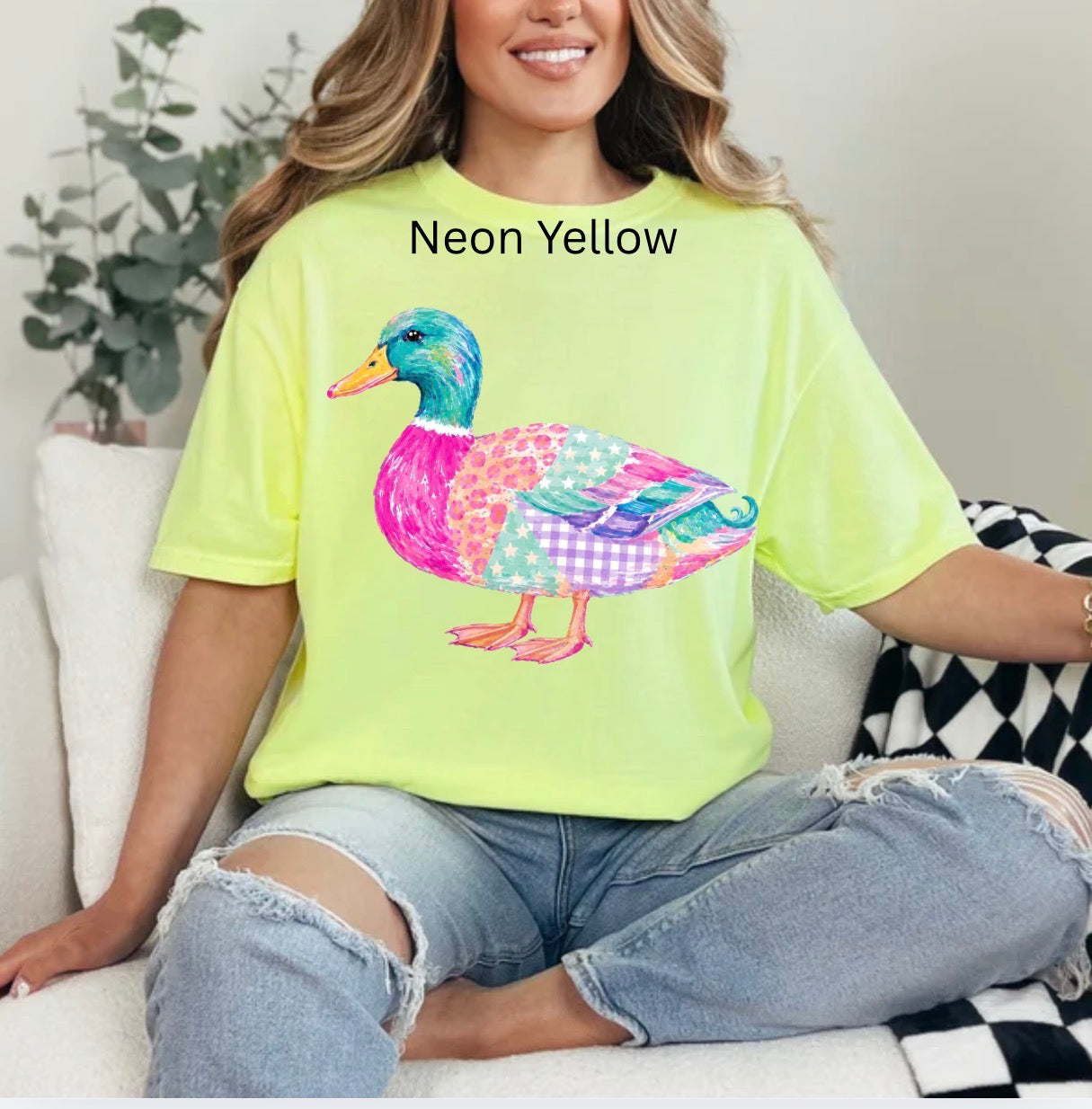 Colorful Patchwork Mallard Duck, Summer, Girly, Mallard Duck, Patchwork T-shirt
