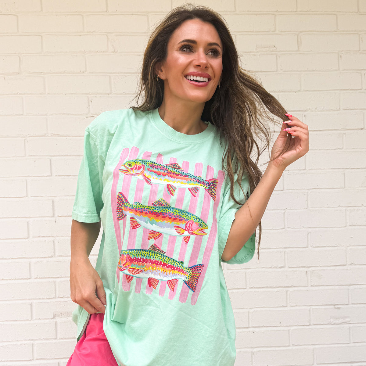 Colorful Trout, Retro Fishing, Preppy Rainbow Fish, Summer, Fishing, Lake, Fishing T-shirt
