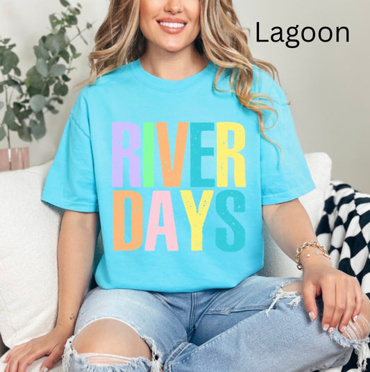 Neon River Days , Lake Days, It's River Time, Neon, Trendy Summer Vibes, Distressed Beach, Boatin and Floatin T-shirt