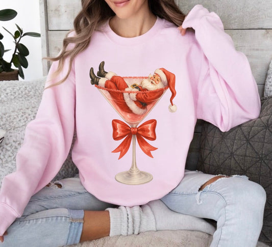 Santa Martini, Funny Christmas Cocktail, Vintage Santa in Martini Glass, Holiday Party