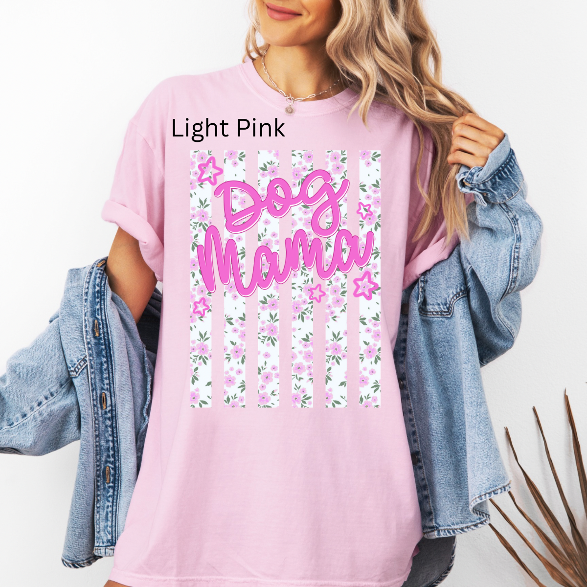 Striped Dog Mama, Dog Mom, Trendy, Floral Mom, Dog Lover T-shirt