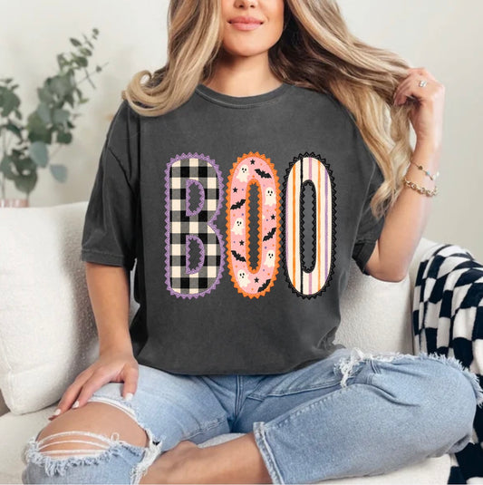 Patchwork Boo, Halloween, Cute Halloween, Preppy Halloween, Preppy Fall T-shirt