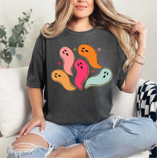 Retro Ghost, Retro Halloween, Trending, Girly Halloween, Spooky, Fall, Faux Glitter T-shirt