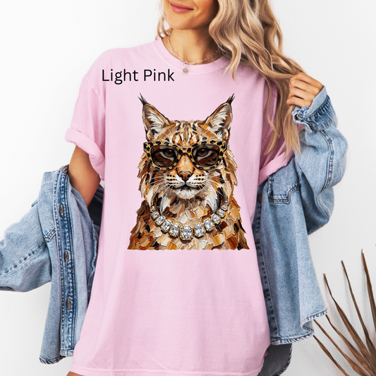 Glam Bobcat , Bling, Boujee, Leopard, Preppy Animal, Hunting Season Tshirt