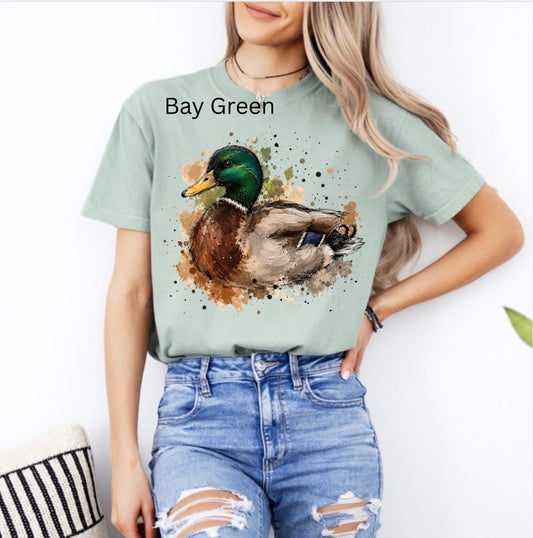 Watercolor Mallard Duck, Duck Hunting, Hunting season, Trendy Watercolor T-shirt