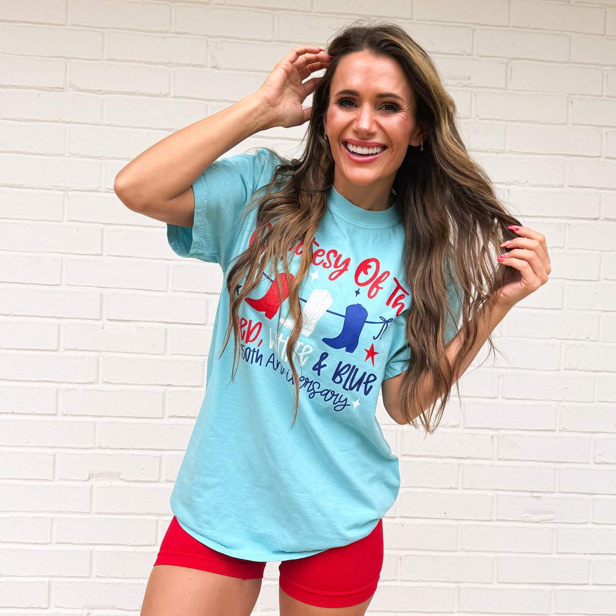 Courtesy Of The Red White And Blue, Patriotic Cowboy Boots, 4th Of July, USA 250th Anniversary T-shirt