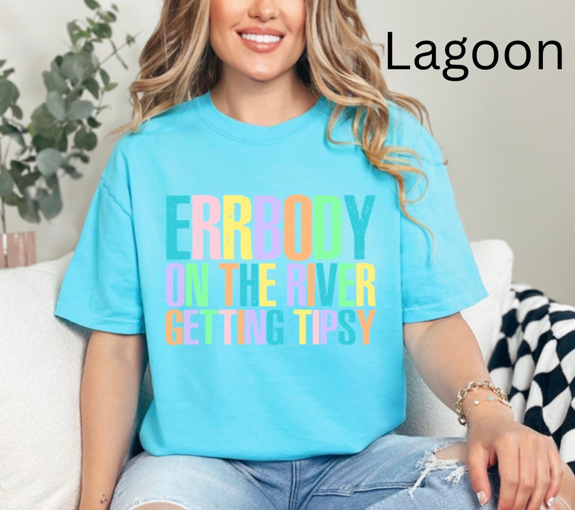 Errbody in the River, Lake Days, It's River Time, Neon, Trendy Summer Vibes, Distressed Beach, Boatin and Floatin T-shirt